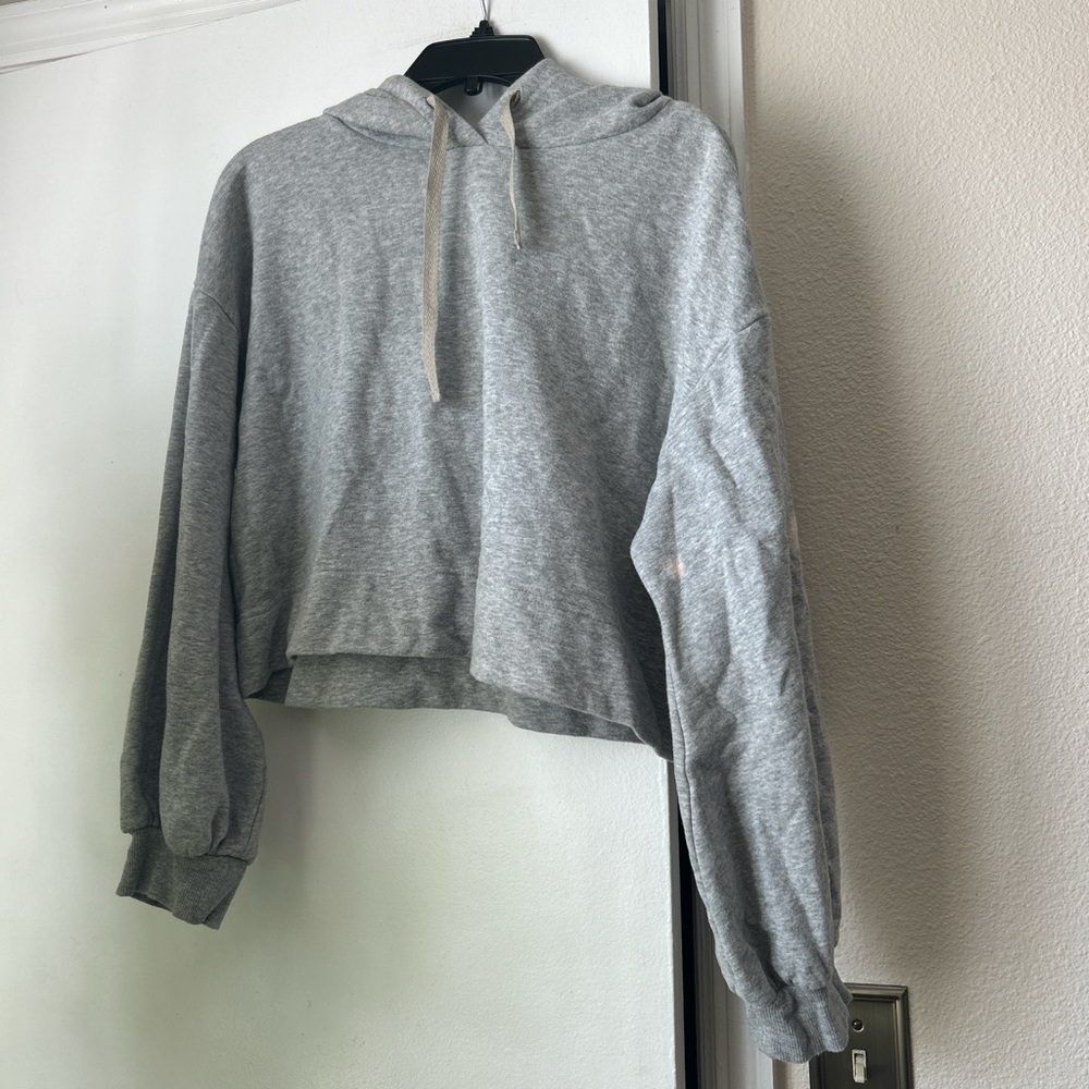 Urban Outfitters Heather Gray Cropped Hoodie